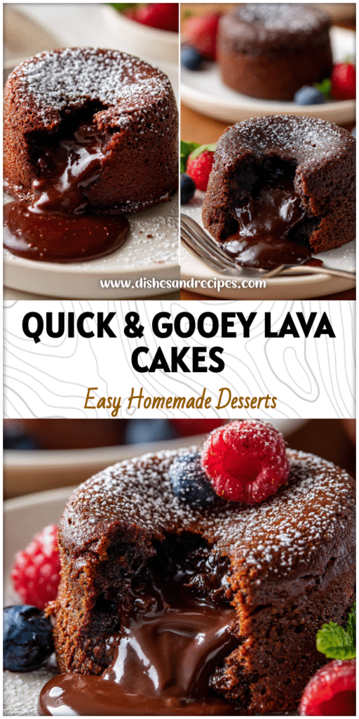 Two Individual Lava Cakes on white plates showing molten chocolate centers for a Lava Cake For Two treat.